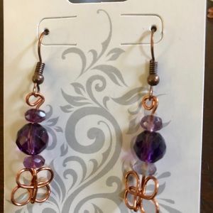 Genuine copper with Amethyst purple beads